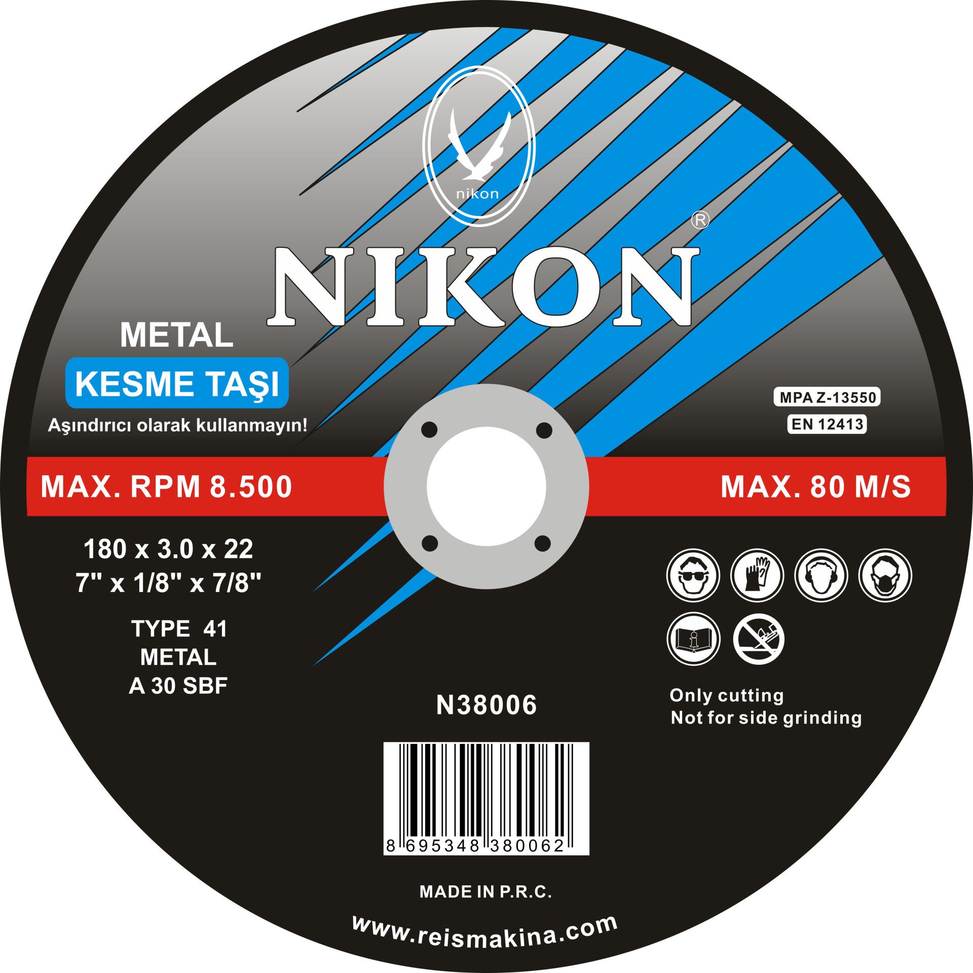 Nikon Metal Flex Kesme Taşı 230X3.0X22 Mm - NIK38011