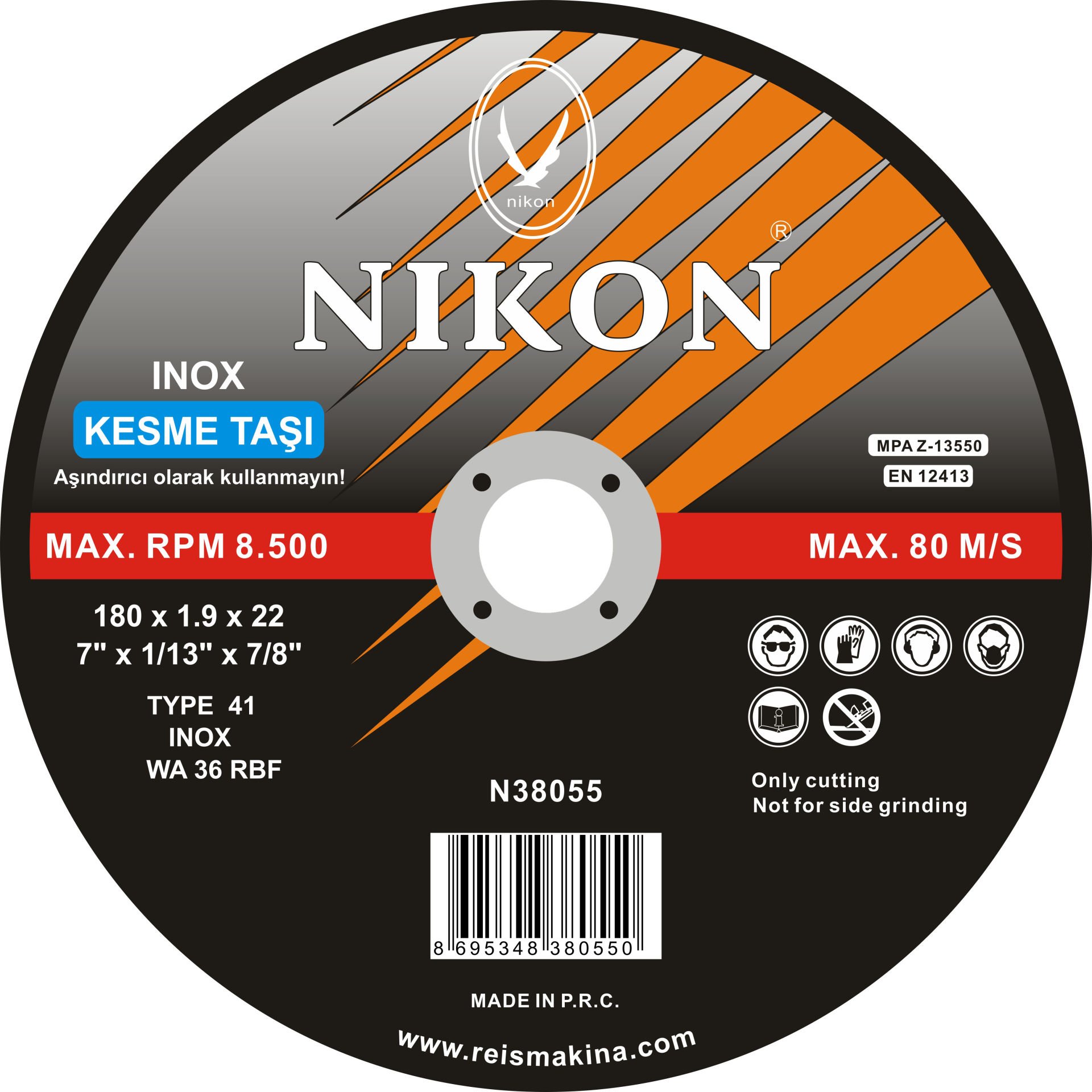 Nikon Inox Flex Kesme Taşı 115X1.6X22 Mm - NIK38051