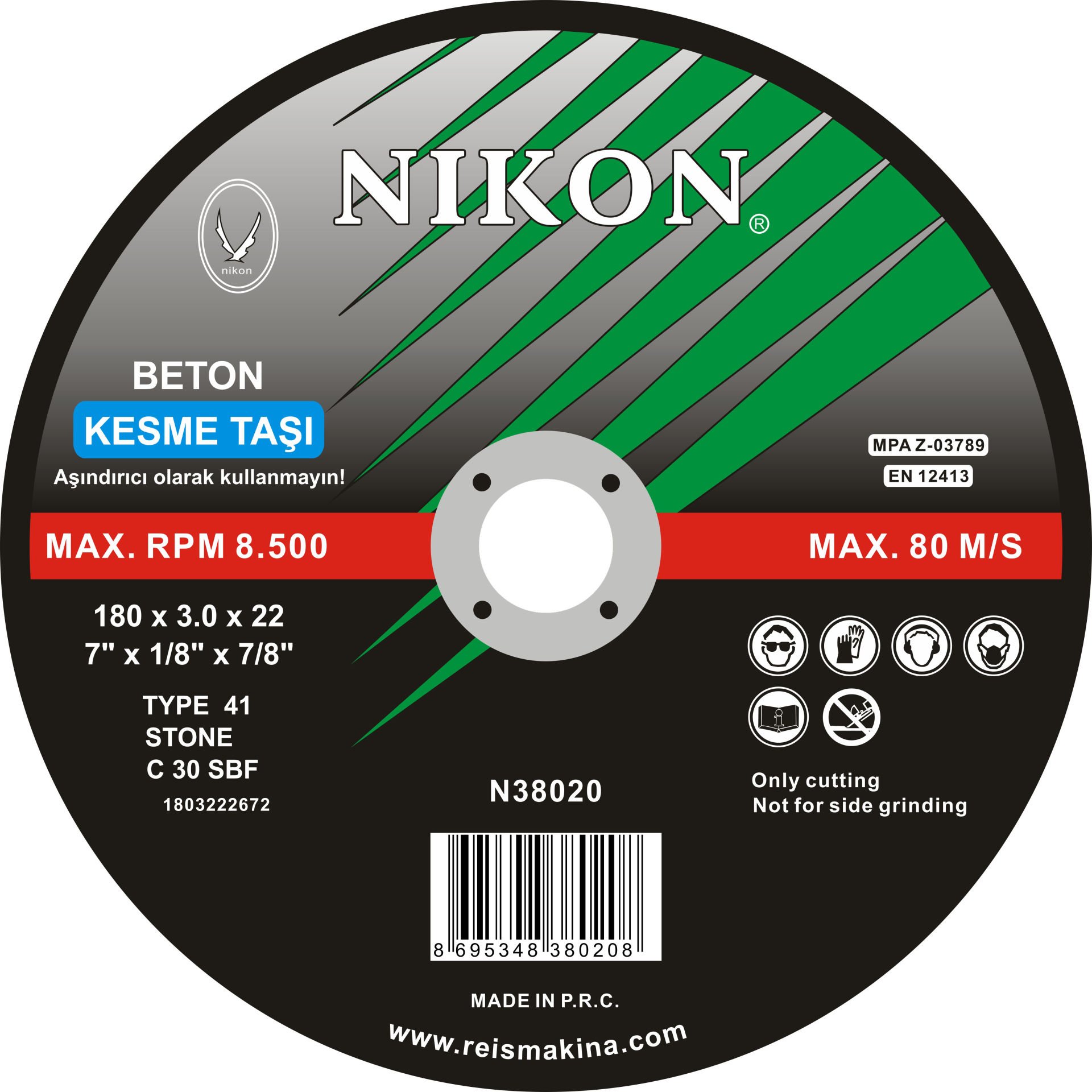 Nikon Beton Flex Kesme Taşı 230X3.0X22 Mm - NIK52065