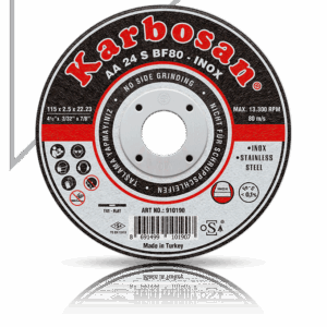 Karbosan Paslanmaz Çelik (Inox) Kesme Disk T41 Düz 115x2,5x22,23 mm AA 24 S BF80 - KAR910190