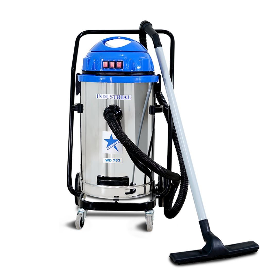 Cleanvac WD 753 Endüstriyel Tip Süpürücü Üç Motorlu Islak Kuru Süpürge İnox Kazan 3600 W 75 Lt