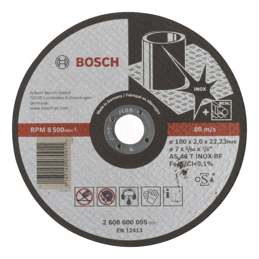 Bosch Paslanmaz Çelik Kesme Diski Expert For Inox Düz 180x22,23x2,0 mm (AS 46 T INOX BF) - 2608600095