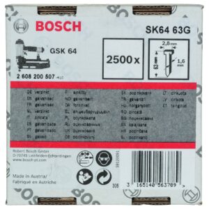 Bosch Havşa Başlı Matris Çivisi 63 Mm 2500 Lü Galvanizli Gsk 64 İçin - 2608200507
