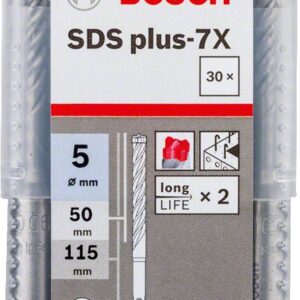 Bosch SDS Plus-7X Kırıcı Delici Uç 5,0x115 mm (30 Adet) - 2608576190