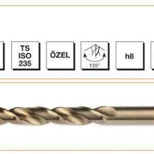 MTE Silindirik Saplı Kısa Metal Matkap Ucu HSS-E DIN 338 RN Altın Seri 13,0x151 mm