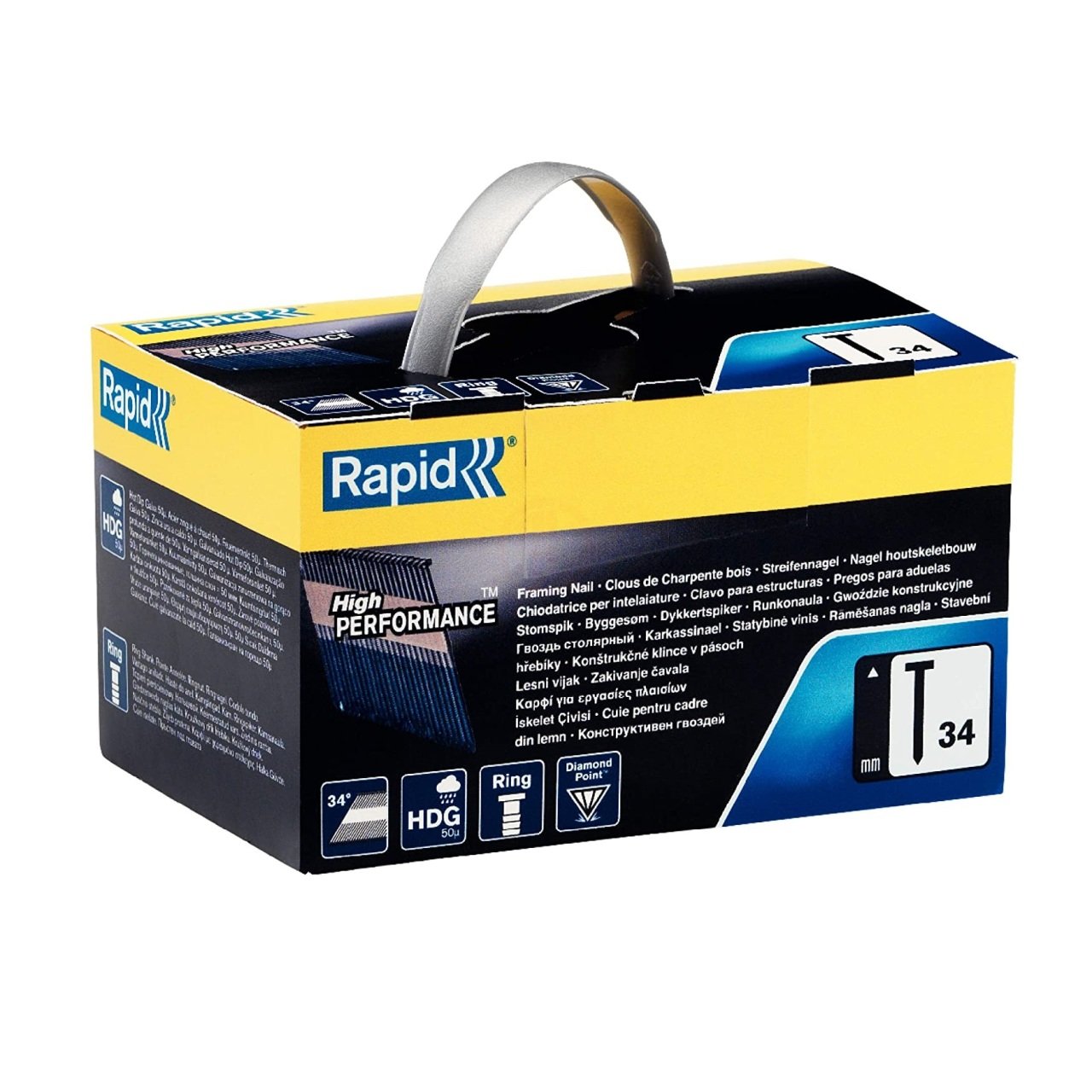 Rapid Zımba Çivisi 34 HDG Serisi 63 mm Hot Dip Galvaniz Kaplı Halka sapı (1 Pkt/1200 Adet) - 5000795