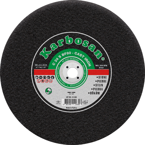 Karbosan Döküm Sabit Tezgah Kesme Disk T41 Düz 300X3,0X25,4 Mm C 24 S Bf80