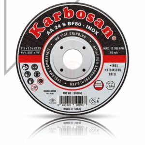 Karbosan Paslanmaz Çelik (Inox) İnce Kesme Disk T41 Düz 115x1,0x22,23 mm AA 54 R BF80 - KAR910380