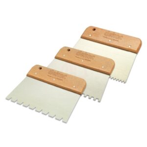 Outlet Dekor Hassan Fayans Tarağı Ahşap Saplı Kare Diş 4x4 mm Yay Çeliği 17 Cm