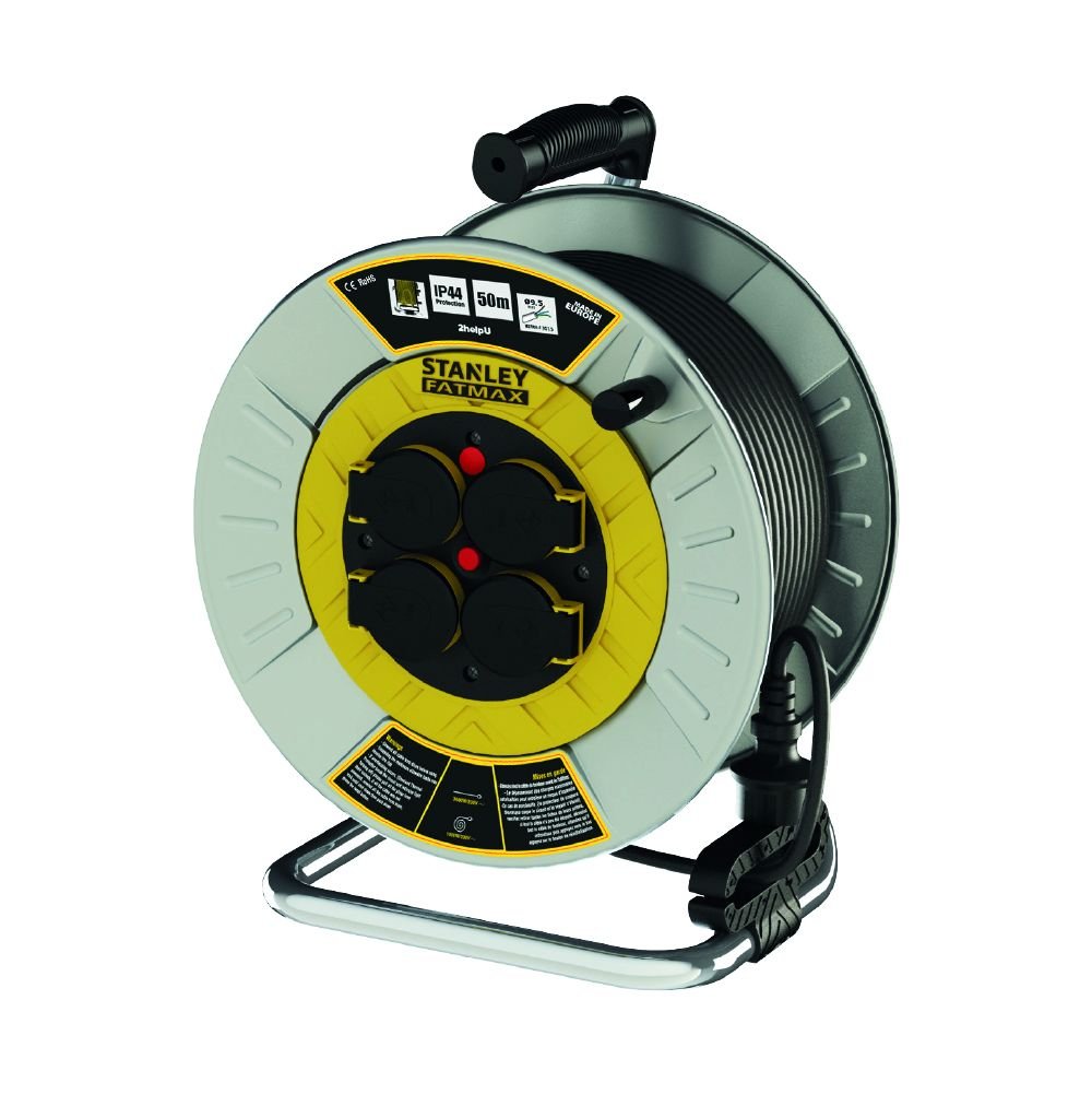 Stanley IP44 Metal 4 Soketli 25 Metre Makaralı Kablo 3x1.5 mm H07RN-F