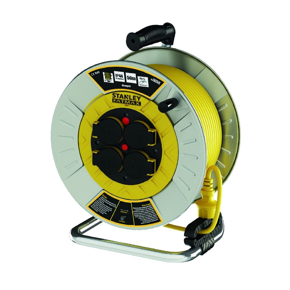 Stanley IP44 Metal 4 Soketli 25 Metre Makaralı Kablo 3x1.5 mm H05VV-F