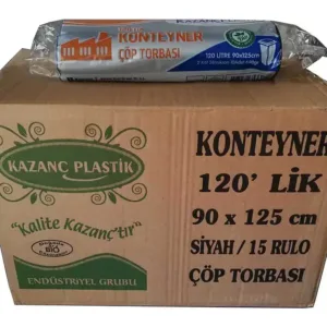 Kazanç 120 Lt Konteyner 87 Mikron Siyah Çöp Torbası 90x125 Cm 10 Lu 10 Paket