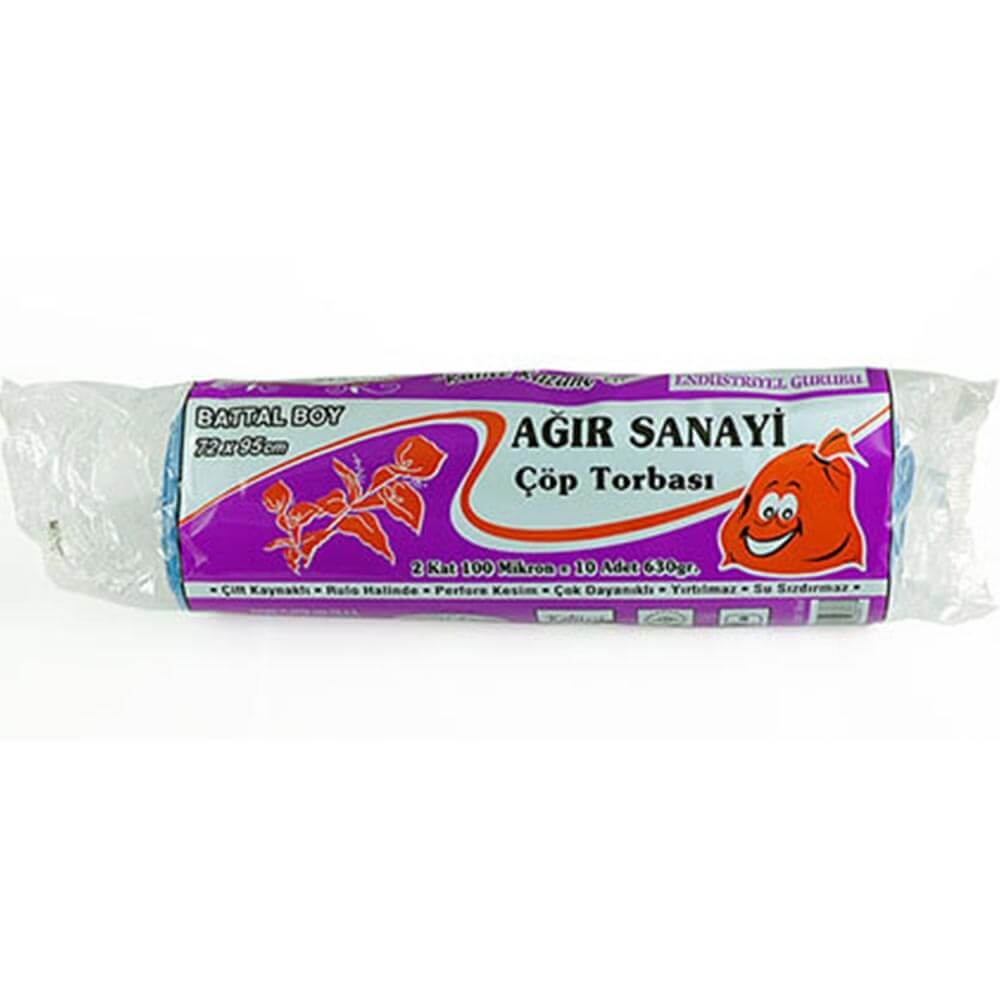 Kazanç Ağır Sanayi Battal Boy Siyah Çöp Torbası 72x95 Cm 10 Lu 10 Paket