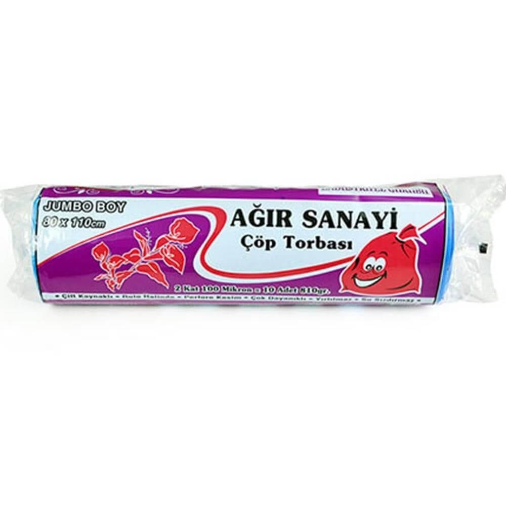 Kazanç Ağır Sanayi Jumbo 100 Mikron Siyah Çöp Torbası 80x110 Cm 10 Lu