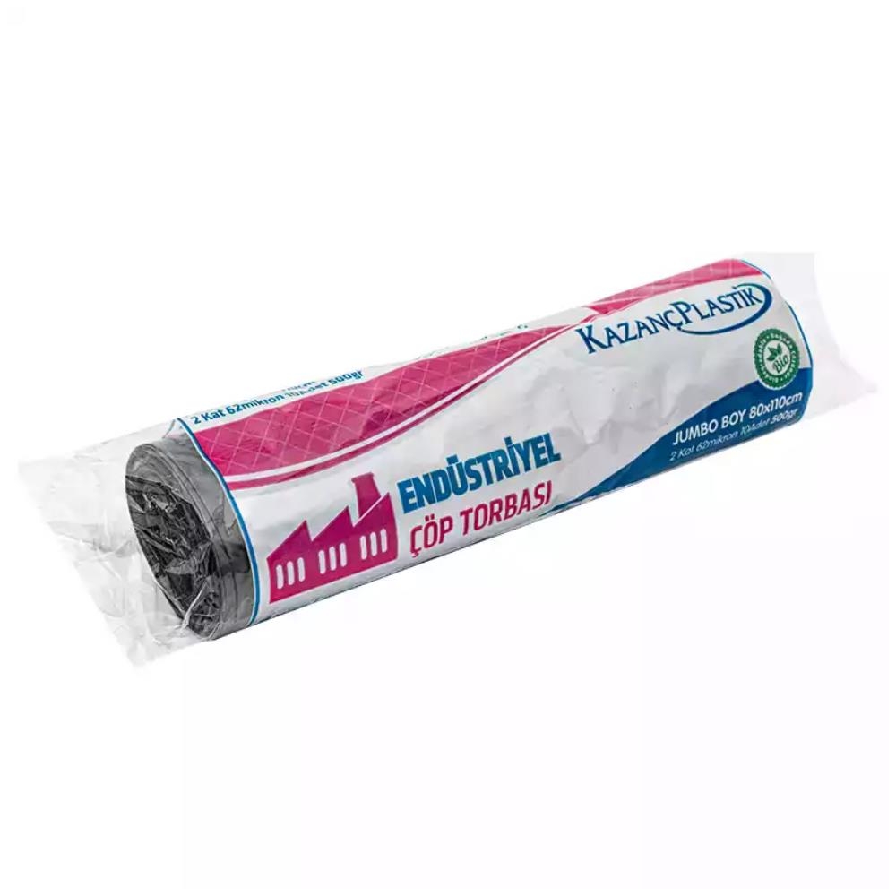 Kazanç Eko Endüstriyel Jumbo Çöp Torbası 80x110 Siyah 10 Lu 20 Paket