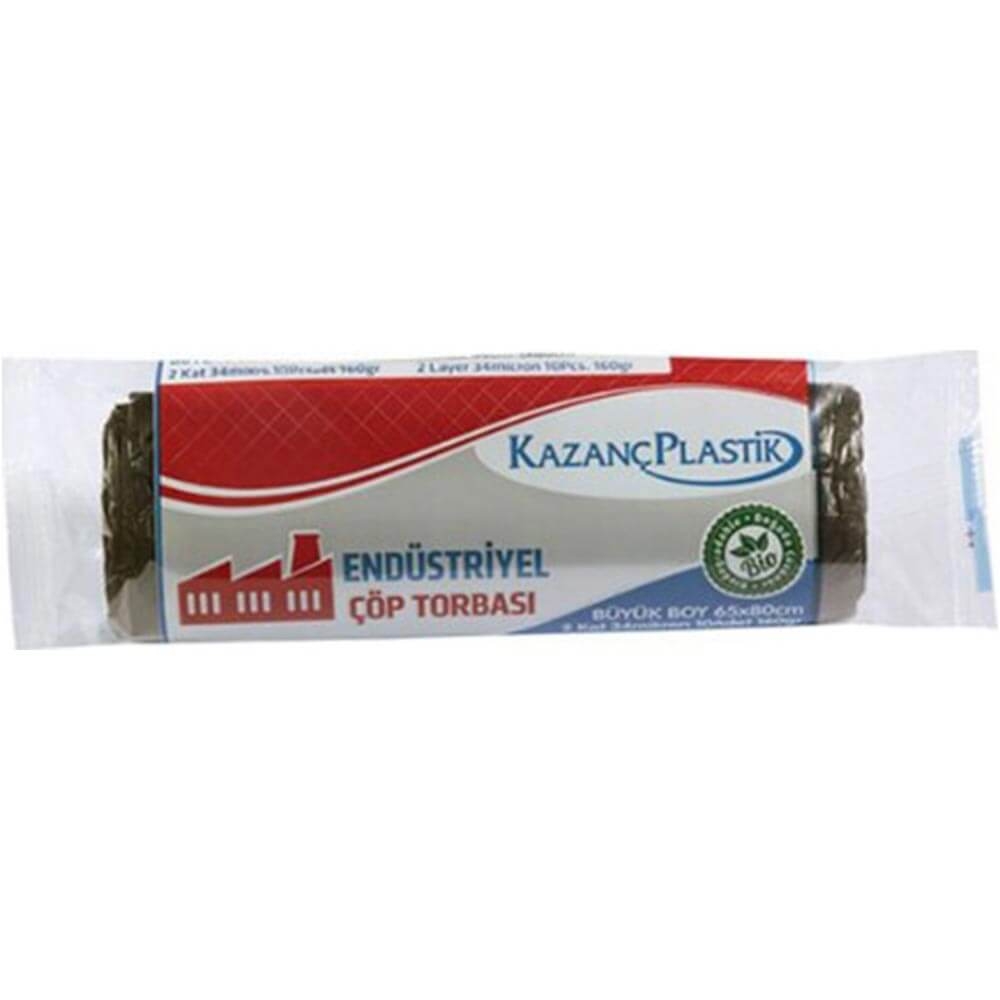 Kazanç Endüstriyel Büyük Siyah Çöp Torbası 65x80 Cm 10 Lu 25 Paket