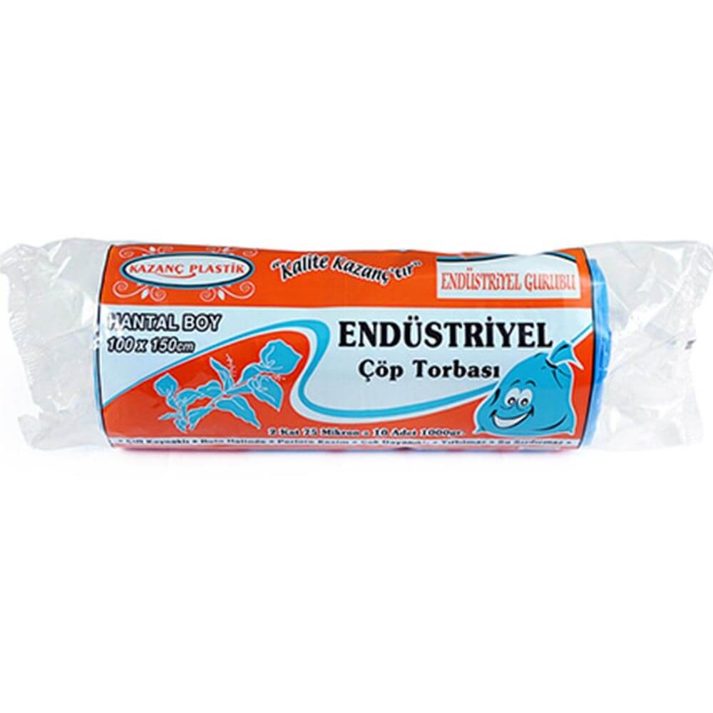 Kazanç Endüstriyel Hantal 73 Mikron Mavi Çöp Torbası 100x150 Cm 10 Lu 10 Paket