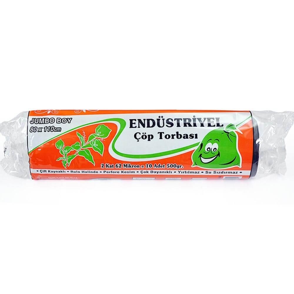 Kazanç Endüstriyel Jumbo Siyah Çöp Torbası 80x110 Cm 10 Lu