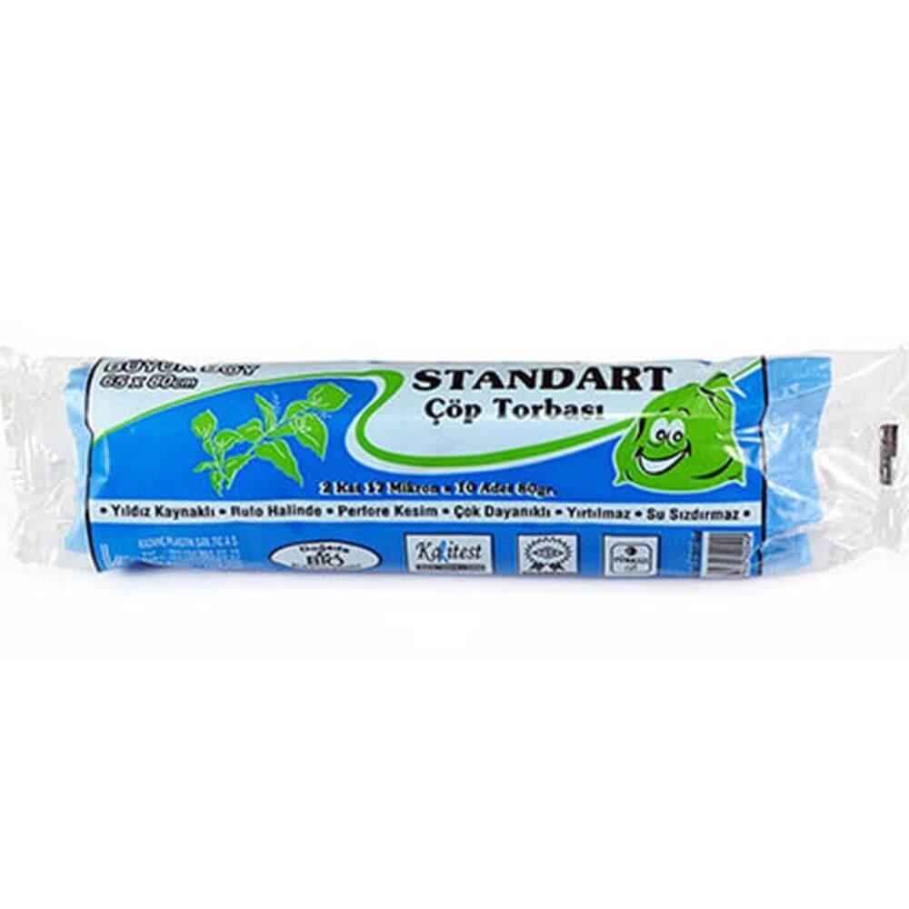Kazanç Standart Büyük Siyah Çöp Torbası 65x80 Cm 10 Lu