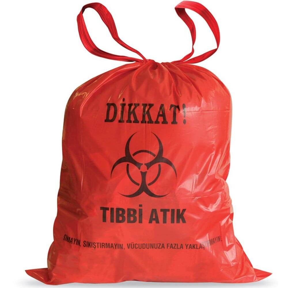 Kazanç Tıbbi Atık Orta Boy Kırmızı Çöp Torbası Eko 55x60 Cm 20 Li 20 Paket