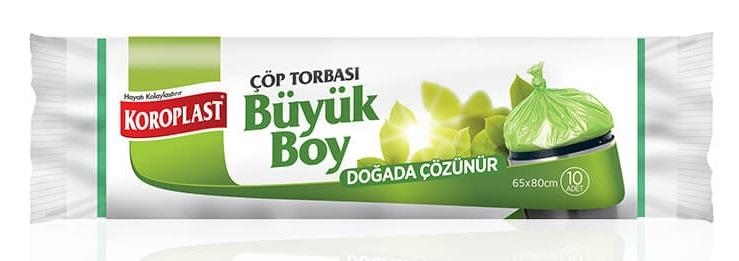 Koroplast Doğada Çözünür Büyük Boy Çöp Torbası 65x80 Cm 10 Lu