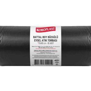 Koroplast Evsel Atık Büzgülü Battal 72x80 Cm Siyah 450 Gr 10 Lu 10 Rulo