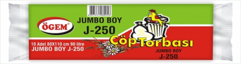 Ögem J-250 Jumbo Boy Çöp Poşeti Mavi 80x110 Cm 90 Lt 10 Lu