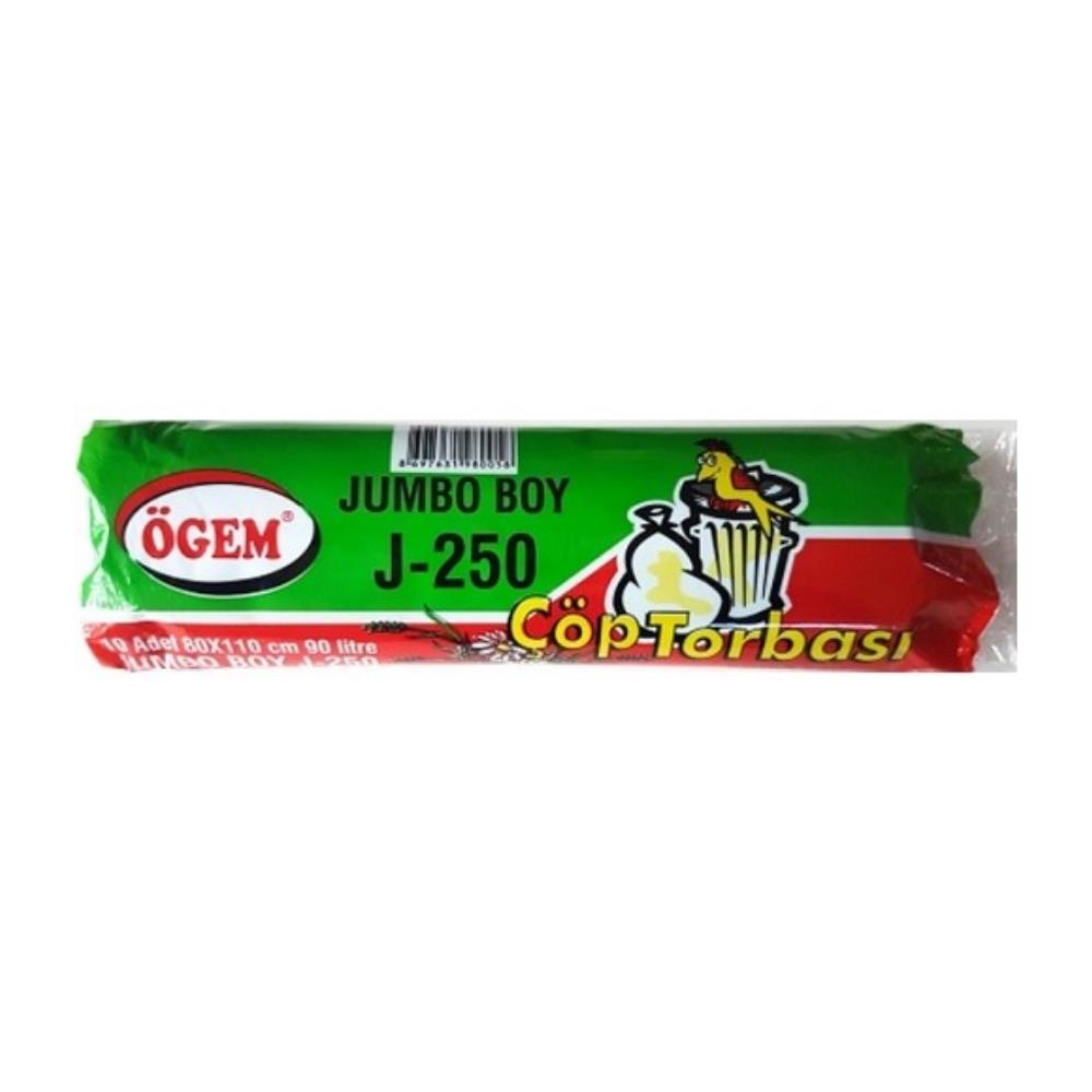 Ögem J-250 Jumbo Boy Çöp Poşeti Siyah 80x110 Cm 90 Lt 10 Lu