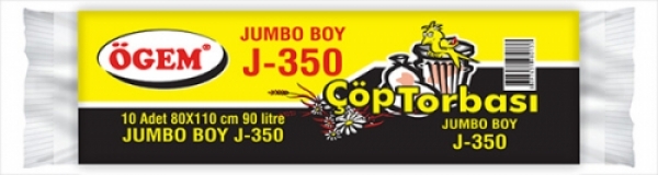 Ögem J-350 Jumbo Boy Çöp Poşeti Siyah 80x110 Cm 90 Lt 10 Lu